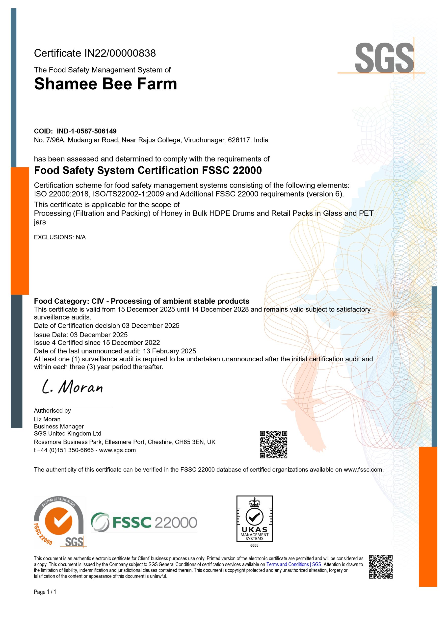 FSSC -certificate